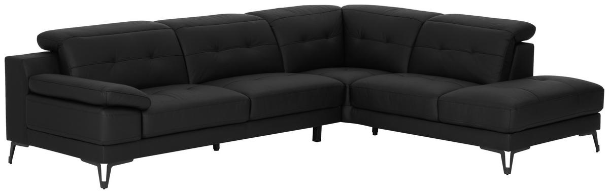 KUTNA GARNITURA koža  crna   - crna, Moderno, koža/tekstil (287/224cm) - MID.YOU
