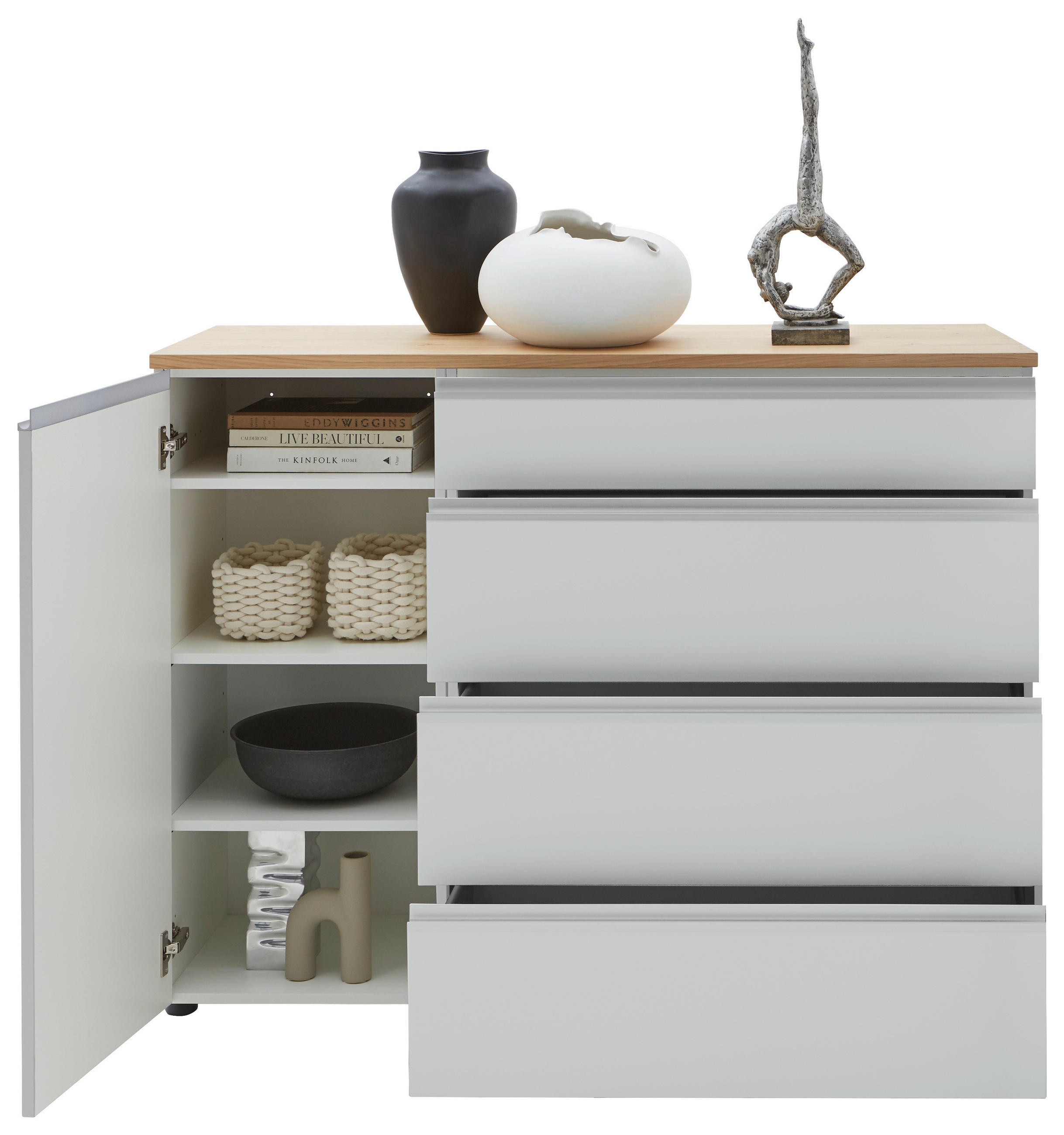 SIDEBOARD in 135/102/41 cm - Eichefarben/Silberfarben, Design, Holz/Holzwerkstoff (135/102/41cm) - Dieter Knoll