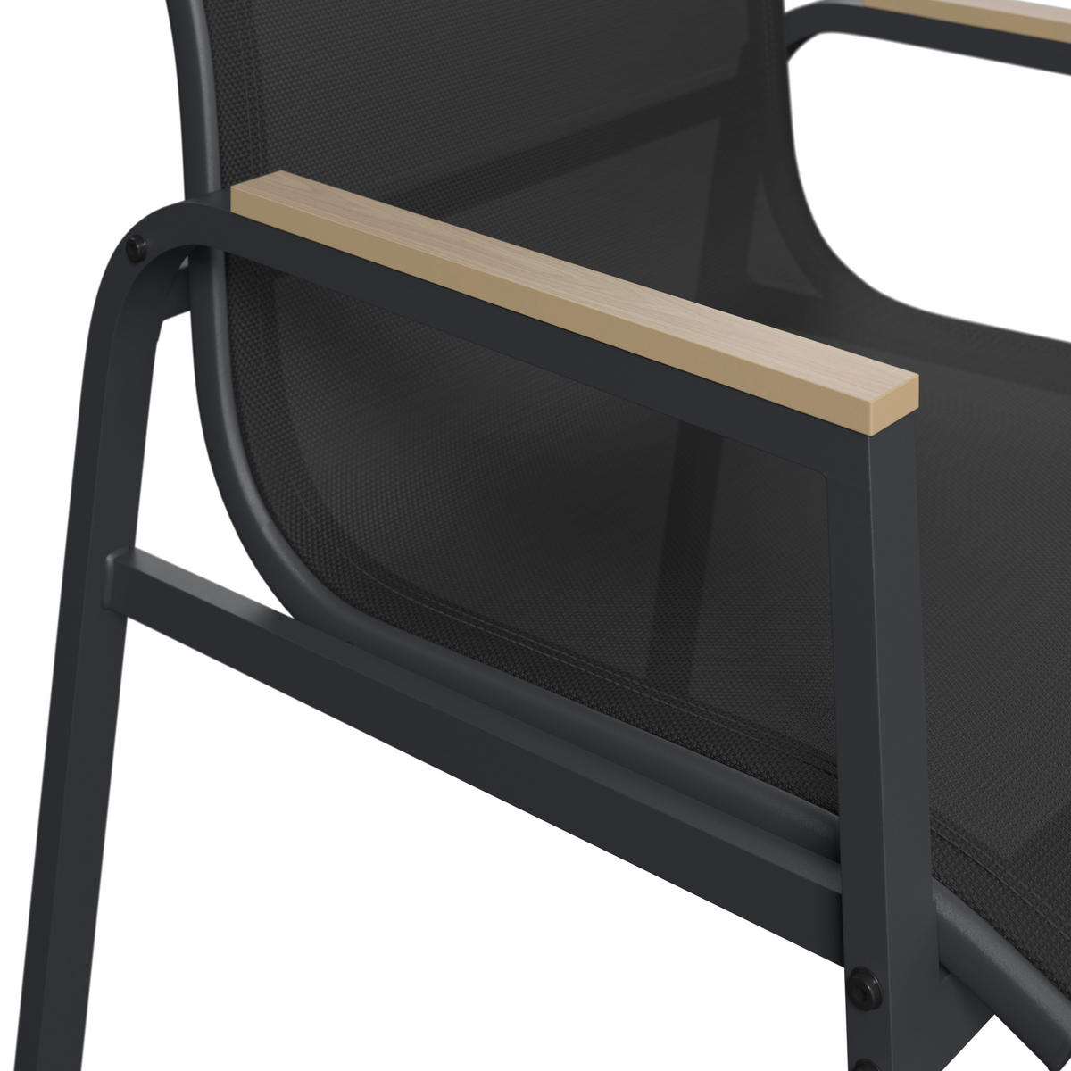 GARTENTISCHGRUPPE beschichtet Stahl  - Dunkelgrau/Naturfarben, MODERN, Glas/Kunststoff (150/75.5/90cm) - Ambia Garden