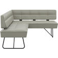 ECKBANK 227/165 cm  in Hellgrau  - Hellgrau/Schwarz, Design, Leder/Metall (227/165cm) - Moderano