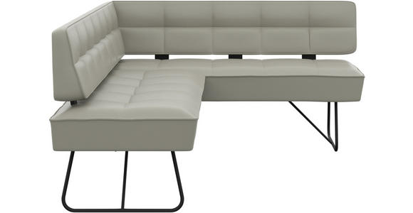 ECKBANK 227/165 cm  in Hellgrau  - Hellgrau/Schwarz, Design, Leder/Metall (227/165cm) - Moderano
