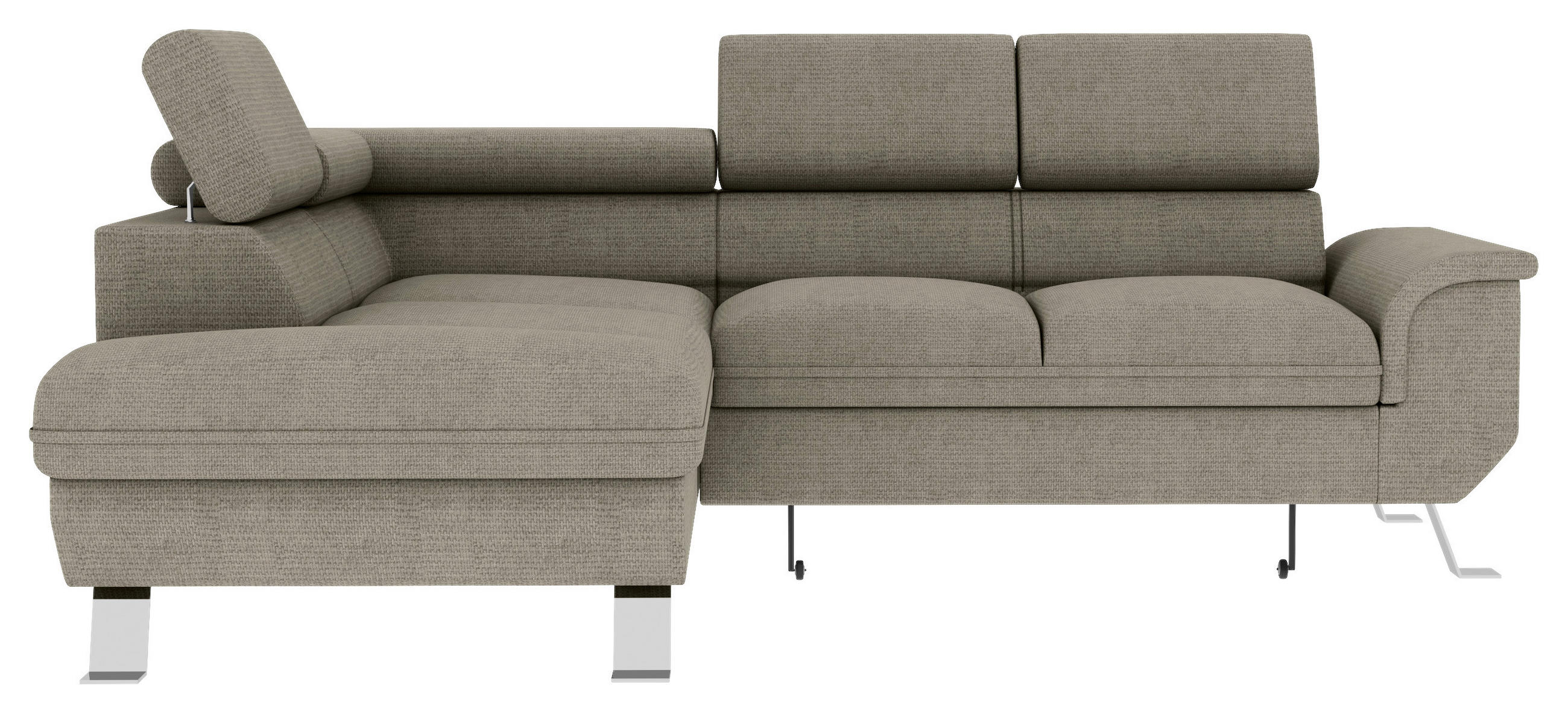 ECKSOFA Greige Struktur  - Greige/Silberfarben, KONVENTIONELL, Textil/Metall (207/268cm) - Carryhome