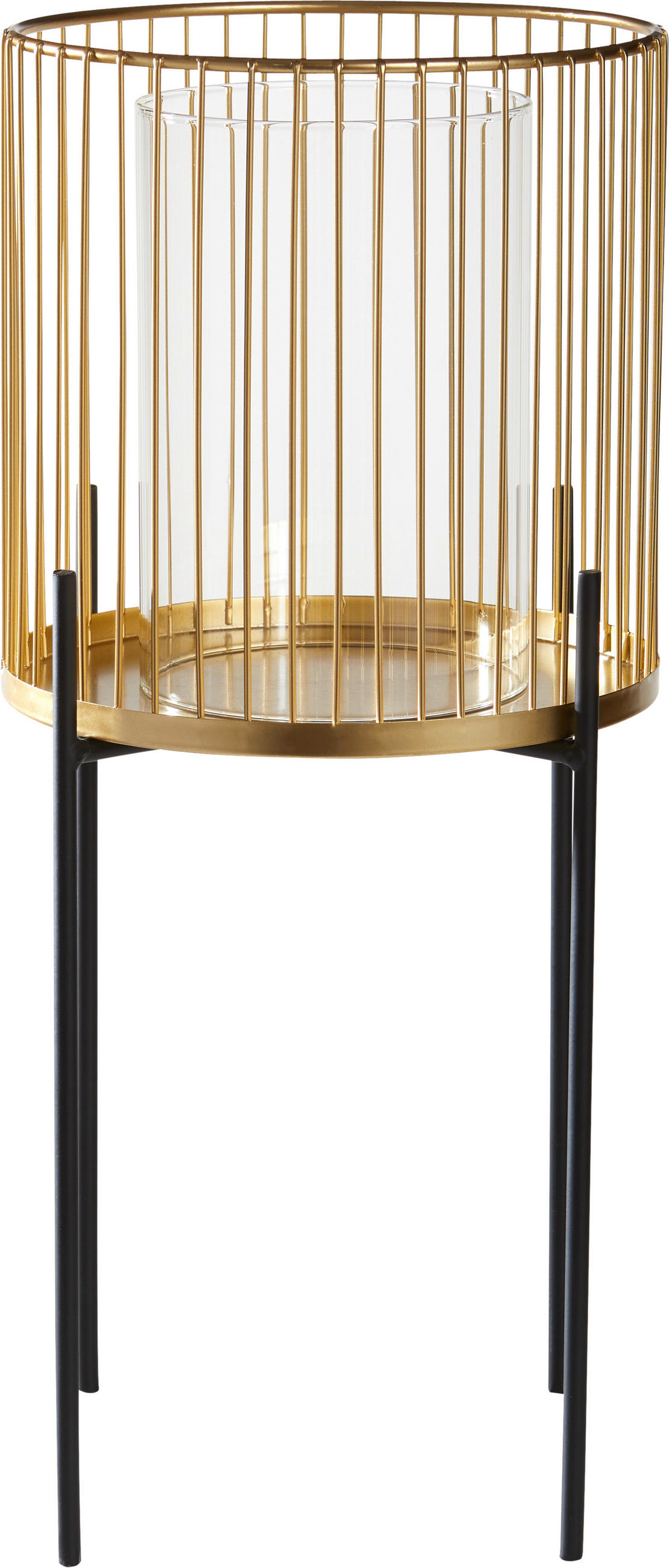LATERNA ZA SVEČO - zlate barve/črna, Trend, kovina/steklo (20/45cm) - Ambia Home