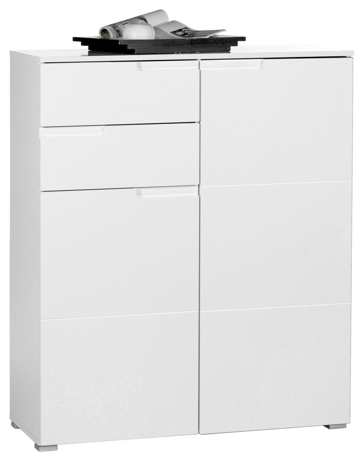 KOMÓD 100/119/40 cm  - ezüst/fehér, Design, műanyag/faalapú anyag (100/119/40cm) - Carryhome