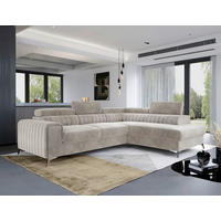 ECKSOFA  Beige  - Beige/Silberfarben, Design, Textil/Metall (278/205cm) - MID.YOU