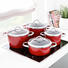 4-TLG. TOPFSET "VITALIANO" 4-teilig - Rot, Basics, Glas/Metall - SILIT