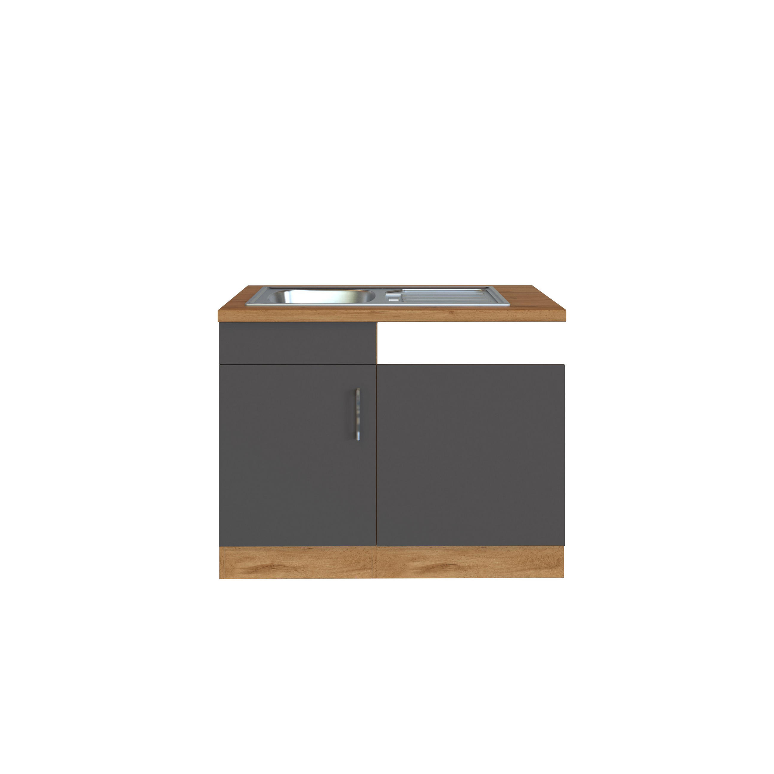 SPÜLENUNTERSCHRANK 110/85/60 cm  in Anthrazit  - Chromfarben/Anthrazit, MODERN, Holzwerkstoff/Metall (110/85/60cm) - Held