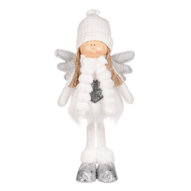 VÁNOČNÍ FIGURKA - bílá, Basics, textil (17/39/12cm)