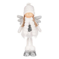 VÁNOČNÍ FIGURKA - bílá, Basics, textil (17/39/12cm)