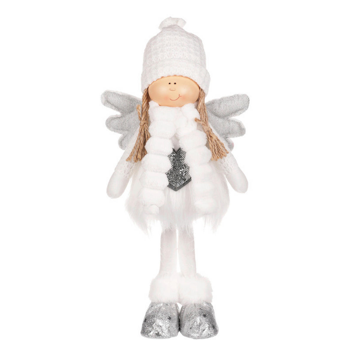 VÁNOČNÍ FIGURKA - bílá, Basics, textil (17/39/12cm)