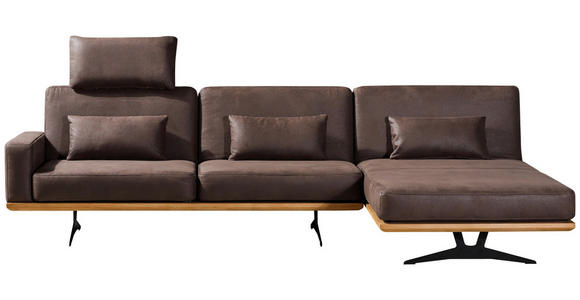 ECKSOFA in Flachgewebe Braun  - Schwarz/Braun, Natur, Textil/Metall (326/170cm) - Valnatura