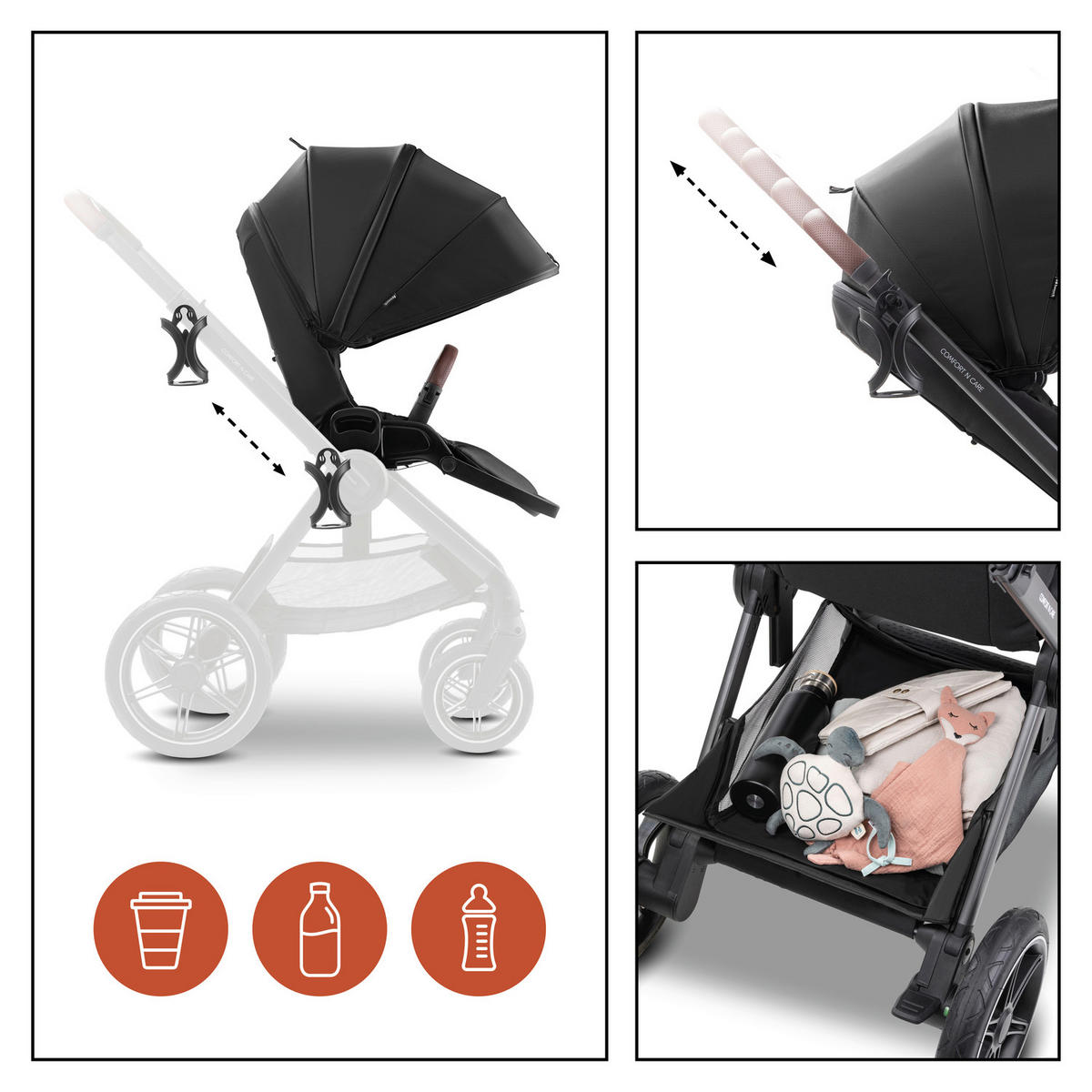 BUGGY Comfort N Care  - Anthrazit/Schwarz, Basics, Kunststoff/Textil (60/107/87,5cm) - Hauck