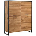 HIGHBOARD Asteiche massiv Eichefarben Einlegeböden  - Eichefarben/Schwarz, Design, Holz/Metall (115/138/39cm) - Linea Natura