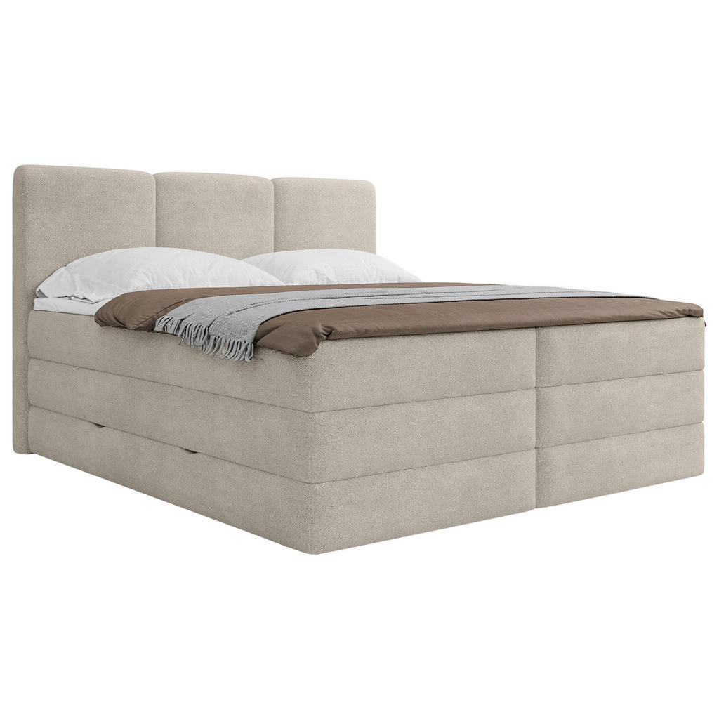 Thumbnail - Mid.you Boxspringbett, Creme, Textil, H3 + H4, Höhe ca. 19 cm, 180x200 cm, Made in Europe, Bettkasten, gepolstertes Kopf...