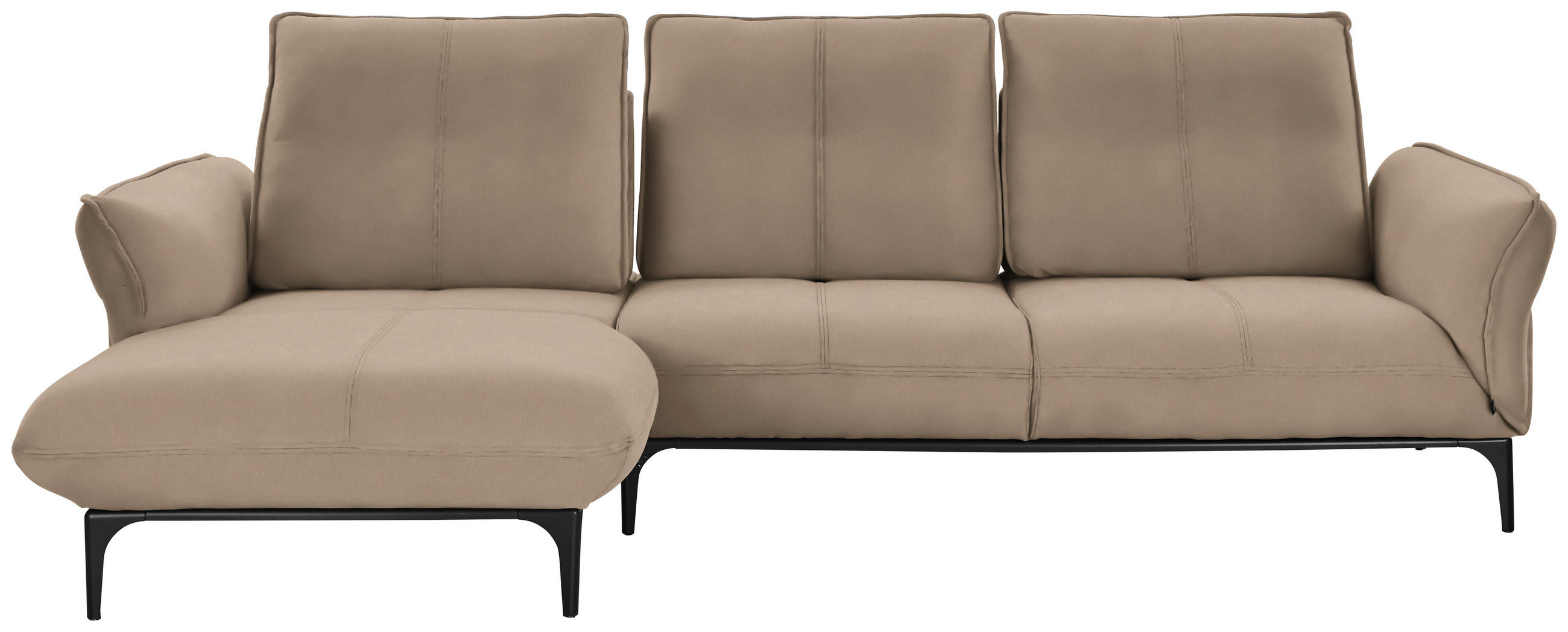 ECKSOFA Echtleder Hellbraun  - Hellbraun/Schwarz, Natur, Leder (182/277cm) - Valnatura