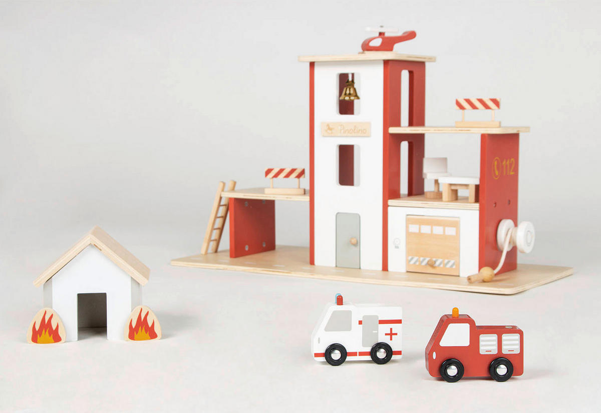 FEUERWEHRSTATION - Multicolor, Basics, Holz (55/32cm) - Pinolino