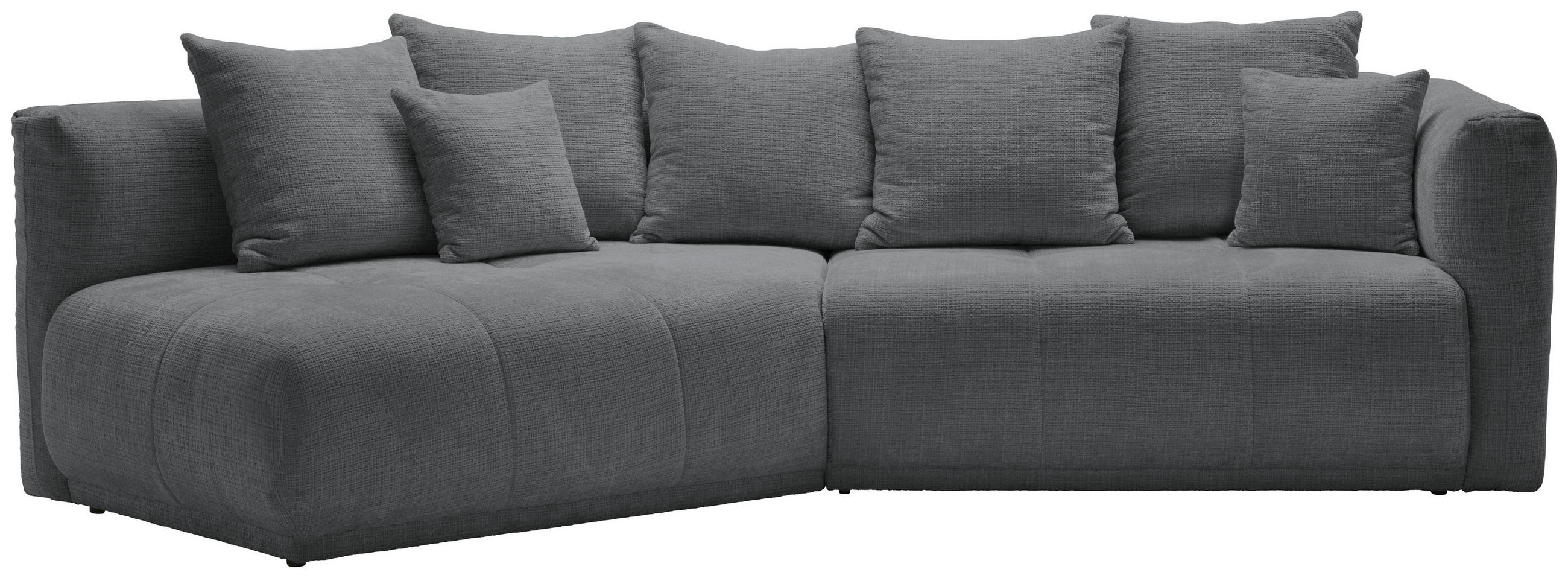 ECKSOFA in Chenille Grau  - Schwarz/Grau, Modern, Kunststoff/Textil (180/315cm) - Hom`in