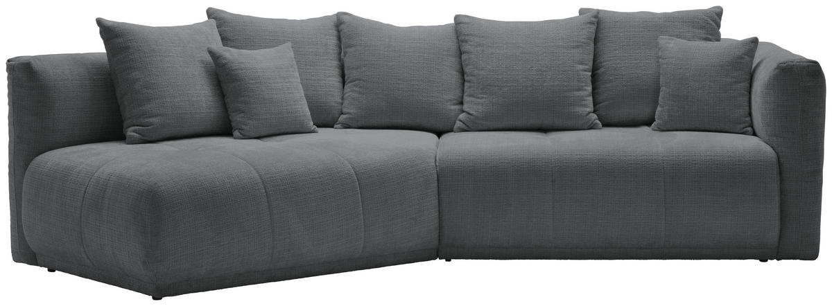 ECKSOFA in Chenille Grau  - Schwarz/Grau, Modern, Kunststoff/Textil (180/315cm) - Hom`in