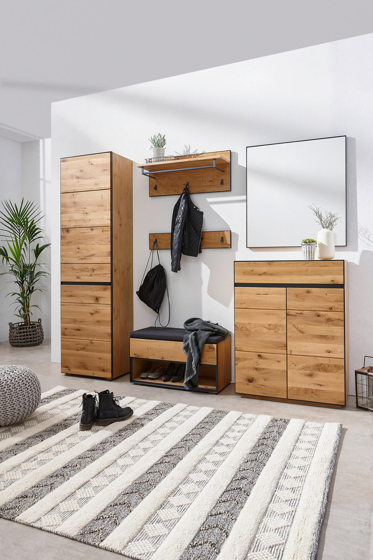 GARDEROBENSCHRANK  in 60/200/38 cm  - Eichefarben/Anthrazit, Natur, Holz/Holzwerkstoff (60/200/38cm) - Linea Natura