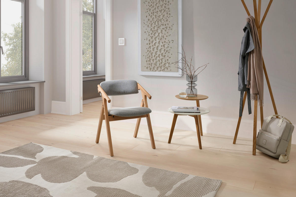ARMLEHNSTUHL in Holz, Textil Grau  - Naturfarben/Grau, MODERN, Holz/Textil (53/78/47cm) - MID.YOU