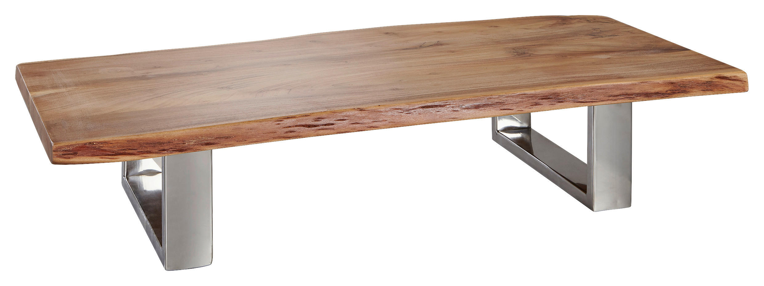 KONFERENČNÝ STOLÍK, farba akácie, drevo, 115/58/25 cm - farba akácie/chrómová, Design, kov/drevo (115/58/25cm) - MID.YOU