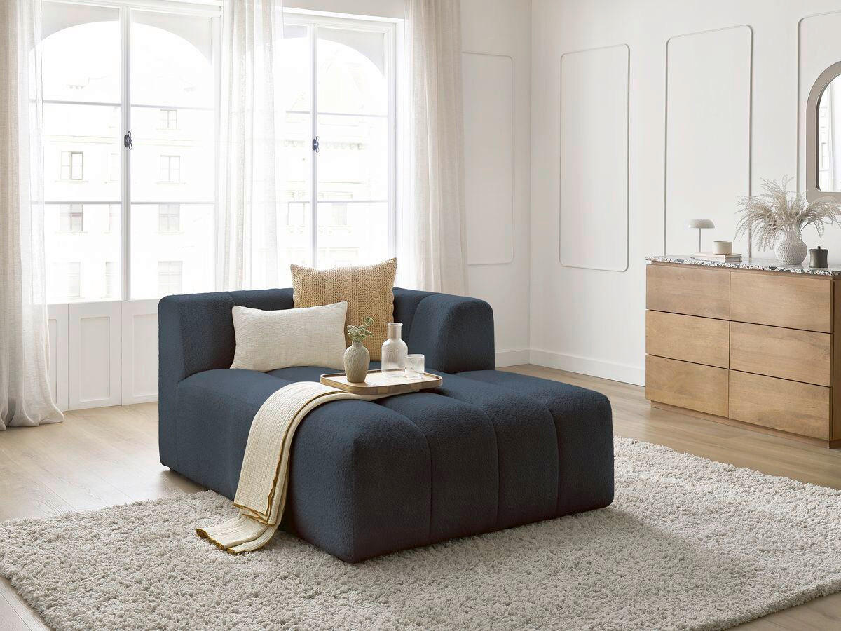 SOFAELEMENT ANNECY Bouclé Dunkelblau  - Schwarz/Dunkelblau, MODERN, Kunststoff/Textil (120/72/170cm)