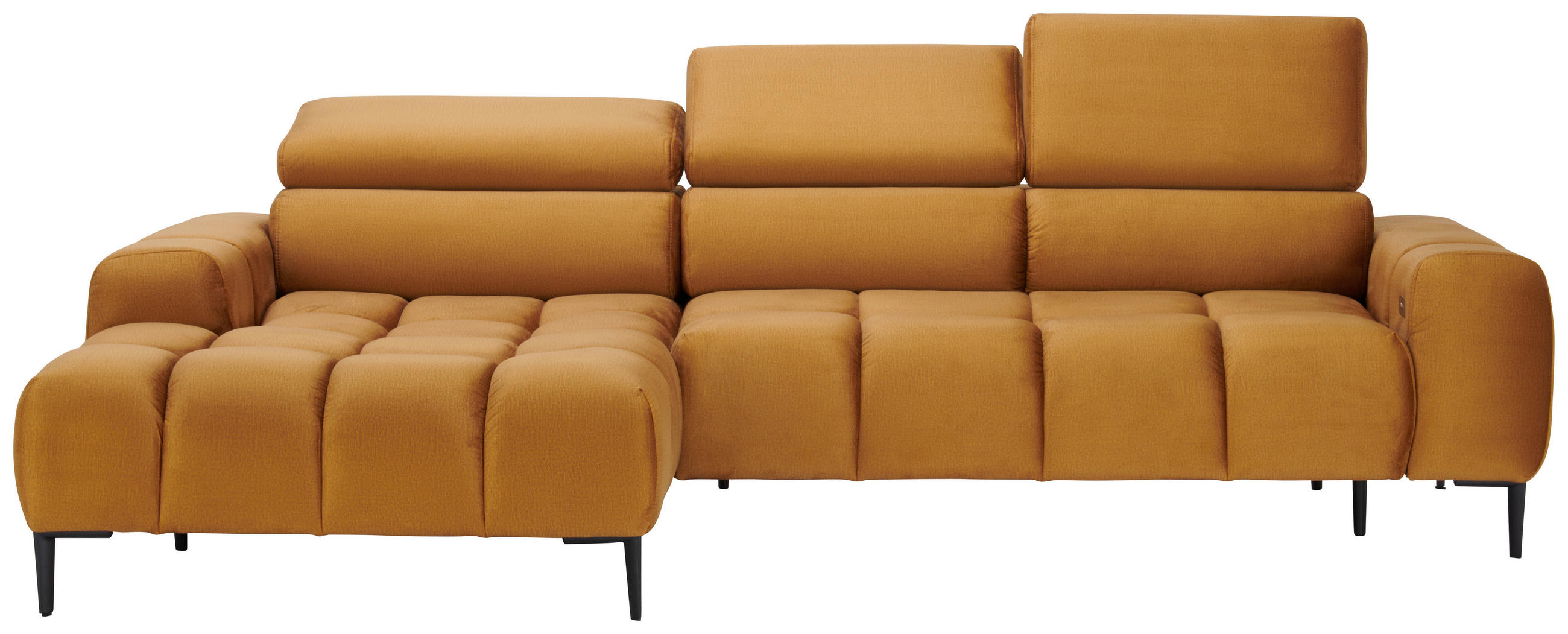 ECKSOFA Currygelb Webstoff  - Currygelb/Schwarz, Design, Textil/Metall (177/270cm) - Welnova