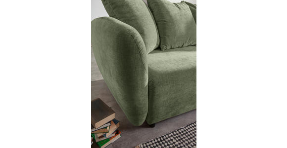SCHLAFSOFA  mit Liegefunktion, Schlafen auf Sitzhöhe, Rücken echt Flachgewebe Olivgrün  - Schwarz/Olivgrün, KONVENTIONELL, Kunststoff/Textil (250/74/108cm) - Carryhome