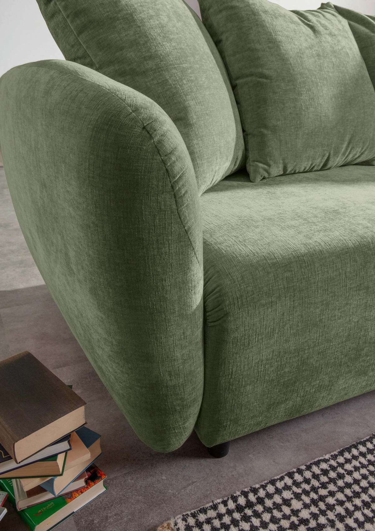 SCHLAFSOFA in Flachgewebe Olivgrün  - Schwarz/Olivgrün, KONVENTIONELL, Kunststoff/Textil (250/74/108cm) - Carryhome