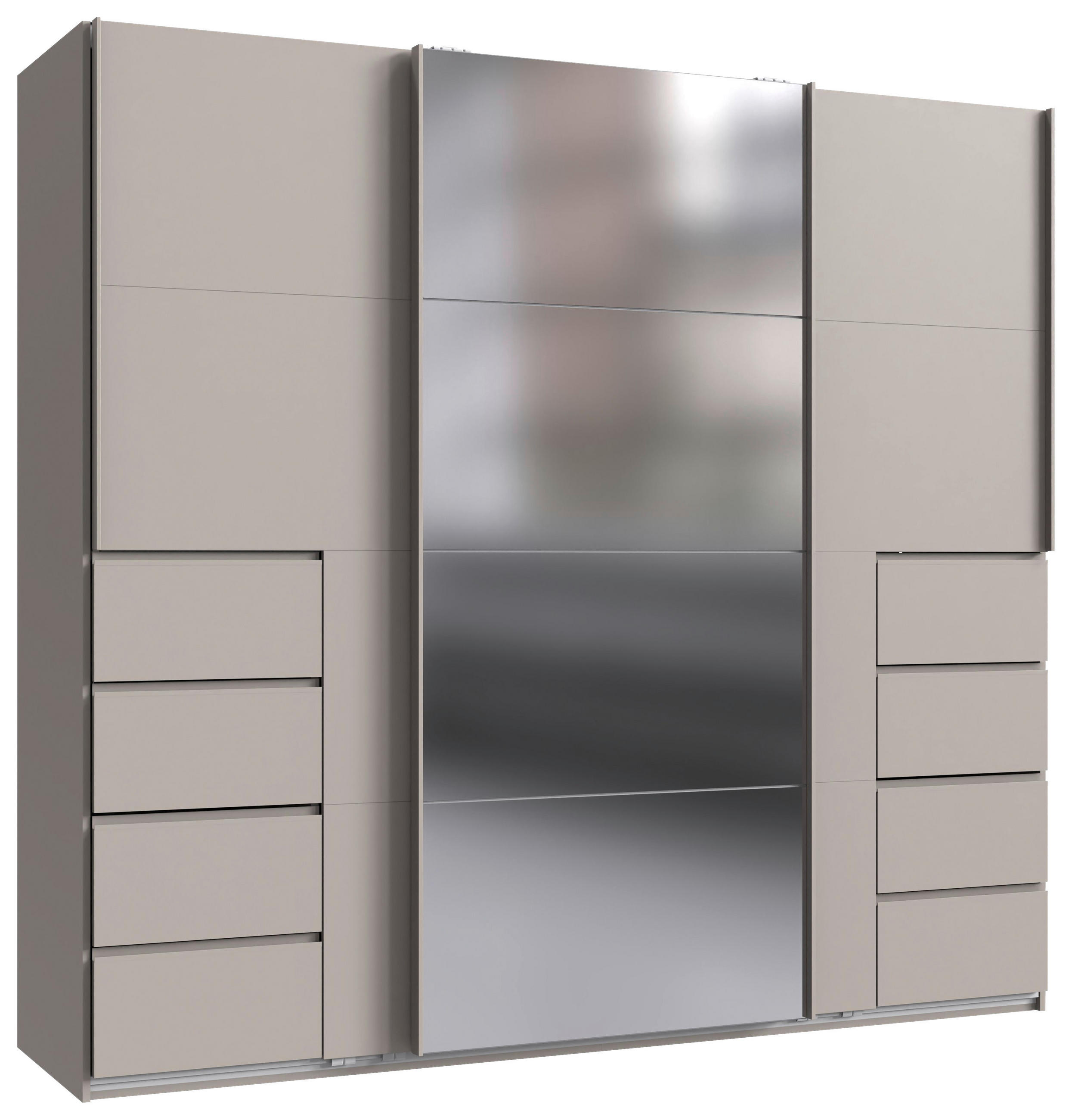 GARDEROB MED SKJUTDÖRRAR 225/208/64 cm,  i kashmir, 3 dörrar  - kashmir, Klassisk, metall/trämaterial (225/208/64cm) - Boxxx