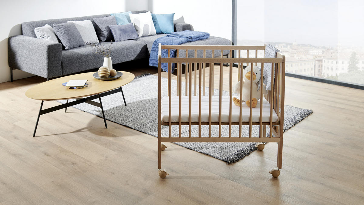 BEISTELLBETT NINA  84/48/83 cm  - Buchefarben, Basics, Holz/Textil (84/48/83cm) - My Baby Lou