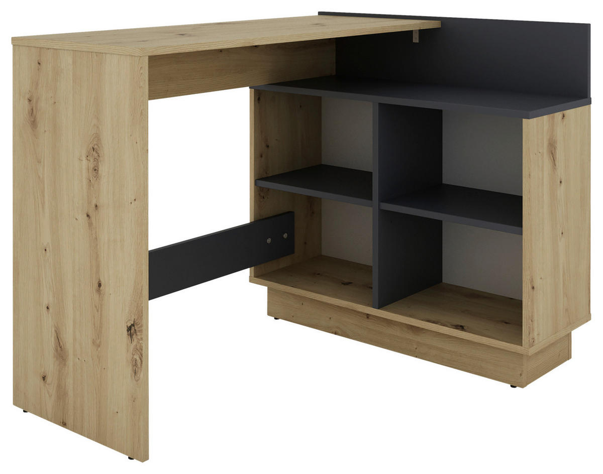 ECKSCHREIBTISCH 102/80/77,5 cm  in Graphitfarben, Eiche Artisan  - Graphitfarben/Eiche Artisan, MODERN, Holzwerkstoff (102/80/77,5cm) - MID.YOU