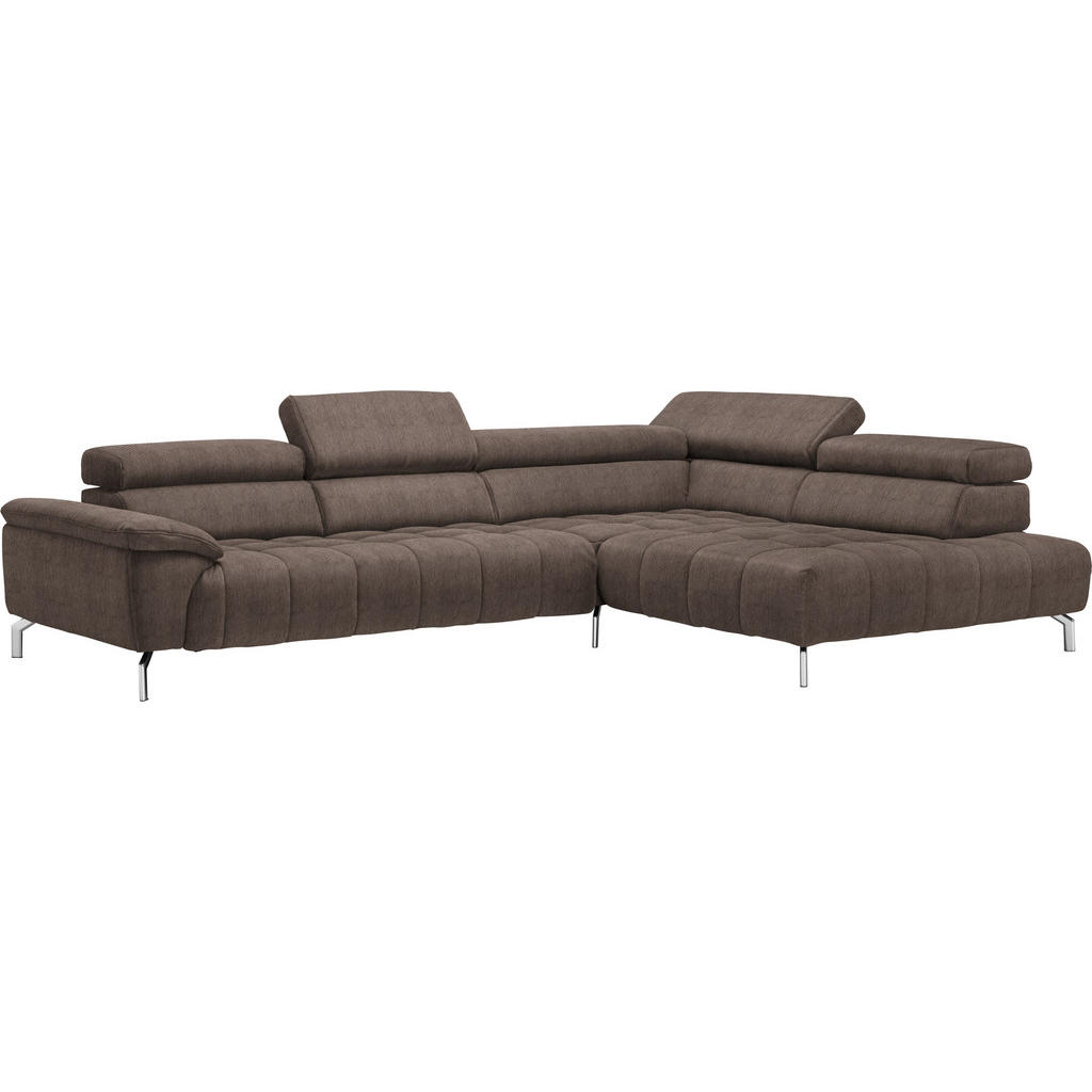 Thumbnail - Beldomo Style Ecksofa, Braun, Textil, Uni, 4-5-Sitzer, Ottomane rechts, L-Form, 323x222 cm, Goldenes M, erweiterbar, Typ...