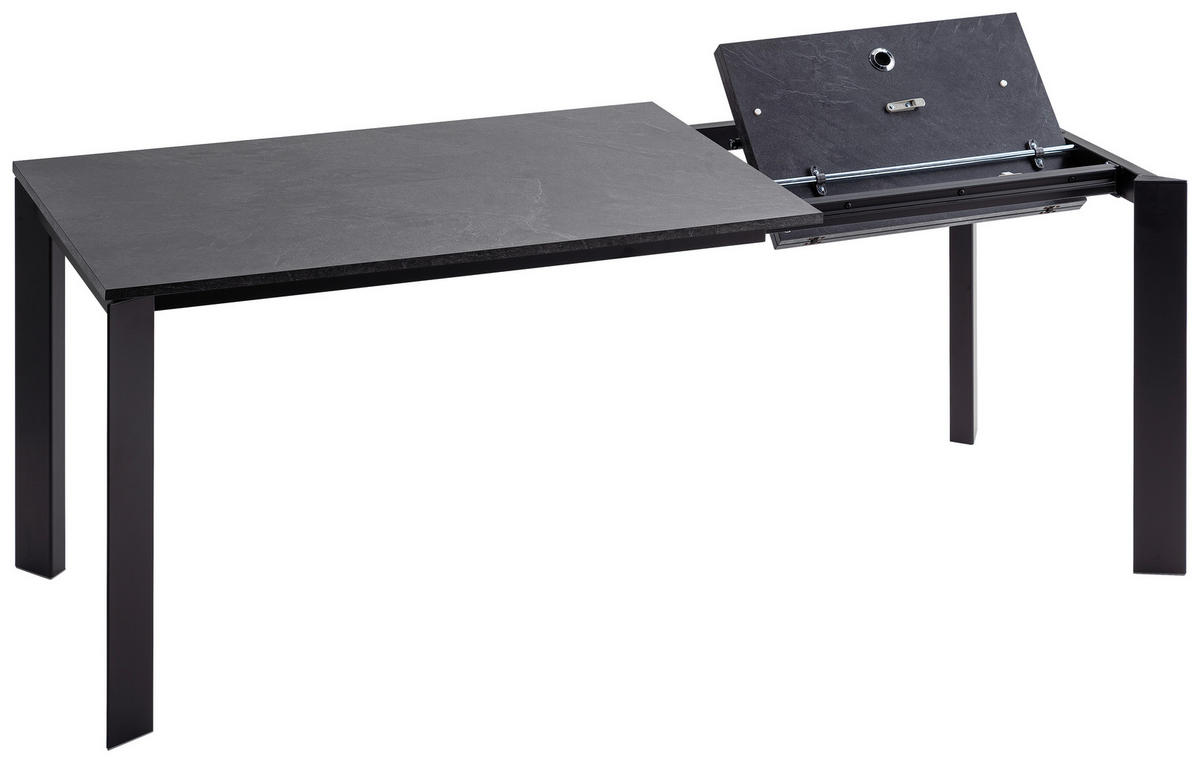 ESSTISCH Schwarz, Schieferfarben rechteckig  ausziehbar, in verschiedenen Größen erhältlich  - Schieferfarben/Schwarz, Design, Holzwerkstoff/Metall (120-180/80/75cm) - home24