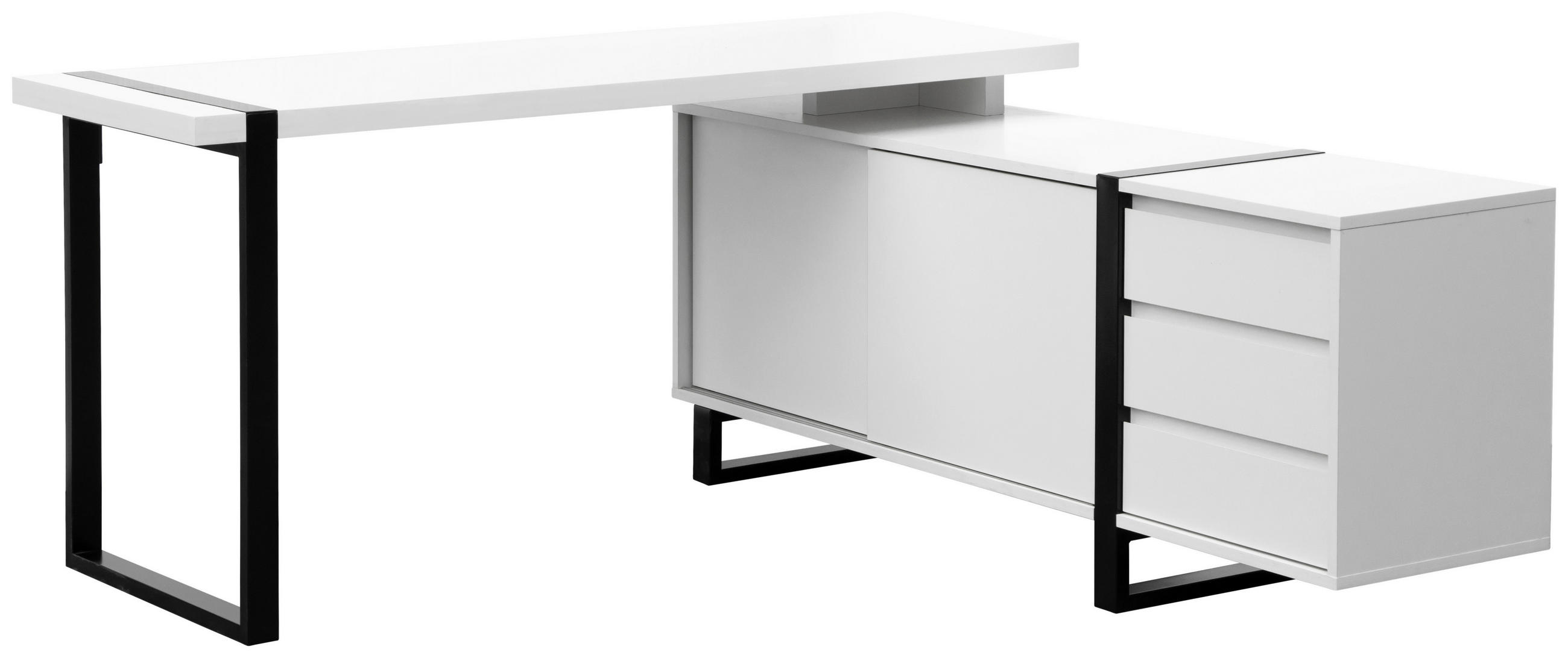 SAROKÍRÓASZTAL  - fekete/fehér, Modern, faalapú anyag/fém (160/160/76cm) - Livetastic