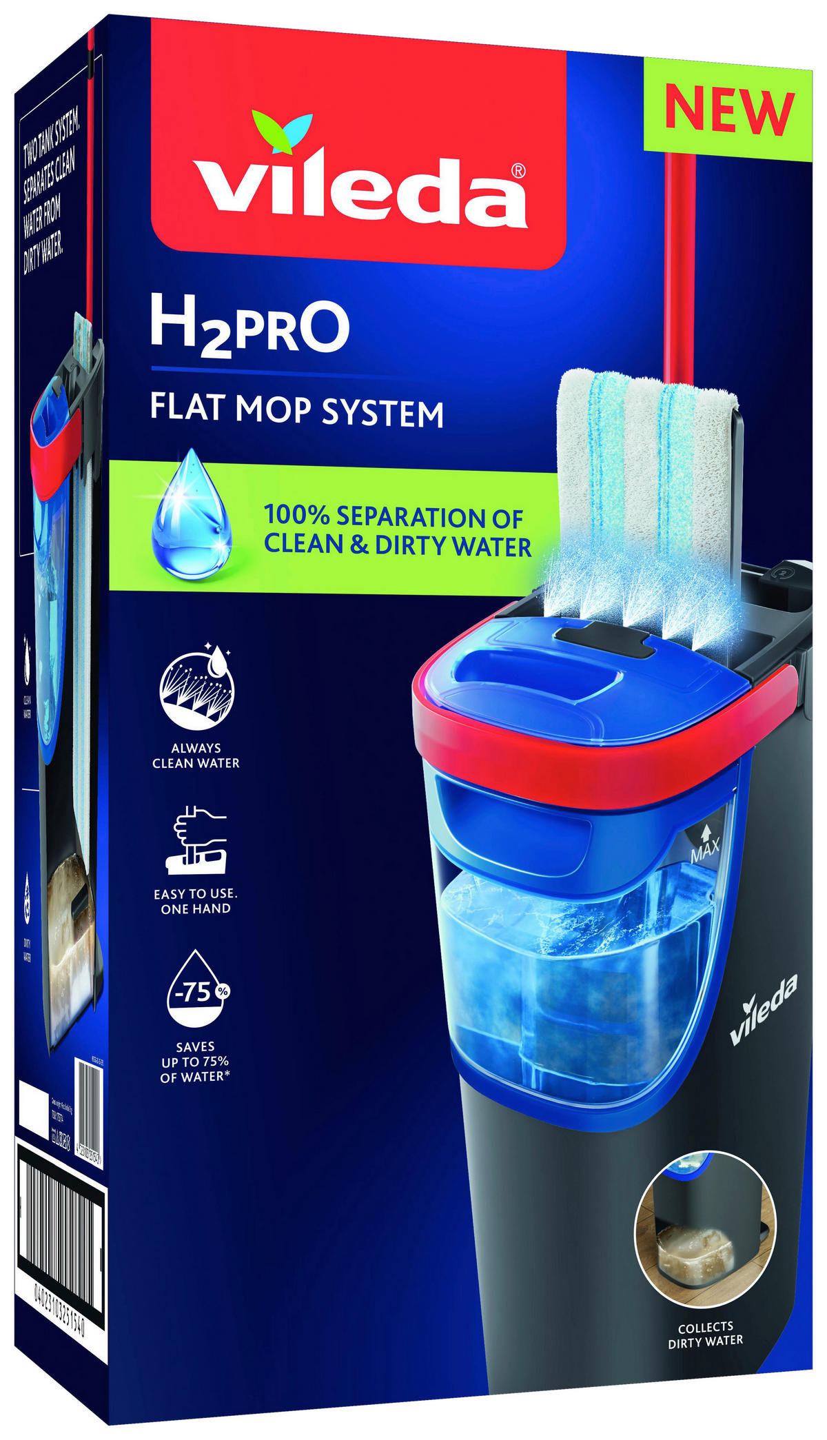 VILEDA H2PRO FLATMOPP - mörkgrå, Basics, plast (24/18/42cm) - Best Price