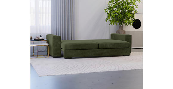 SCHLAFSOFA in Flachgewebe Olivgrün  - Schwarz/Olivgrün, KONVENTIONELL, Kunststoff/Textil (236/78/114cm) - Carryhome