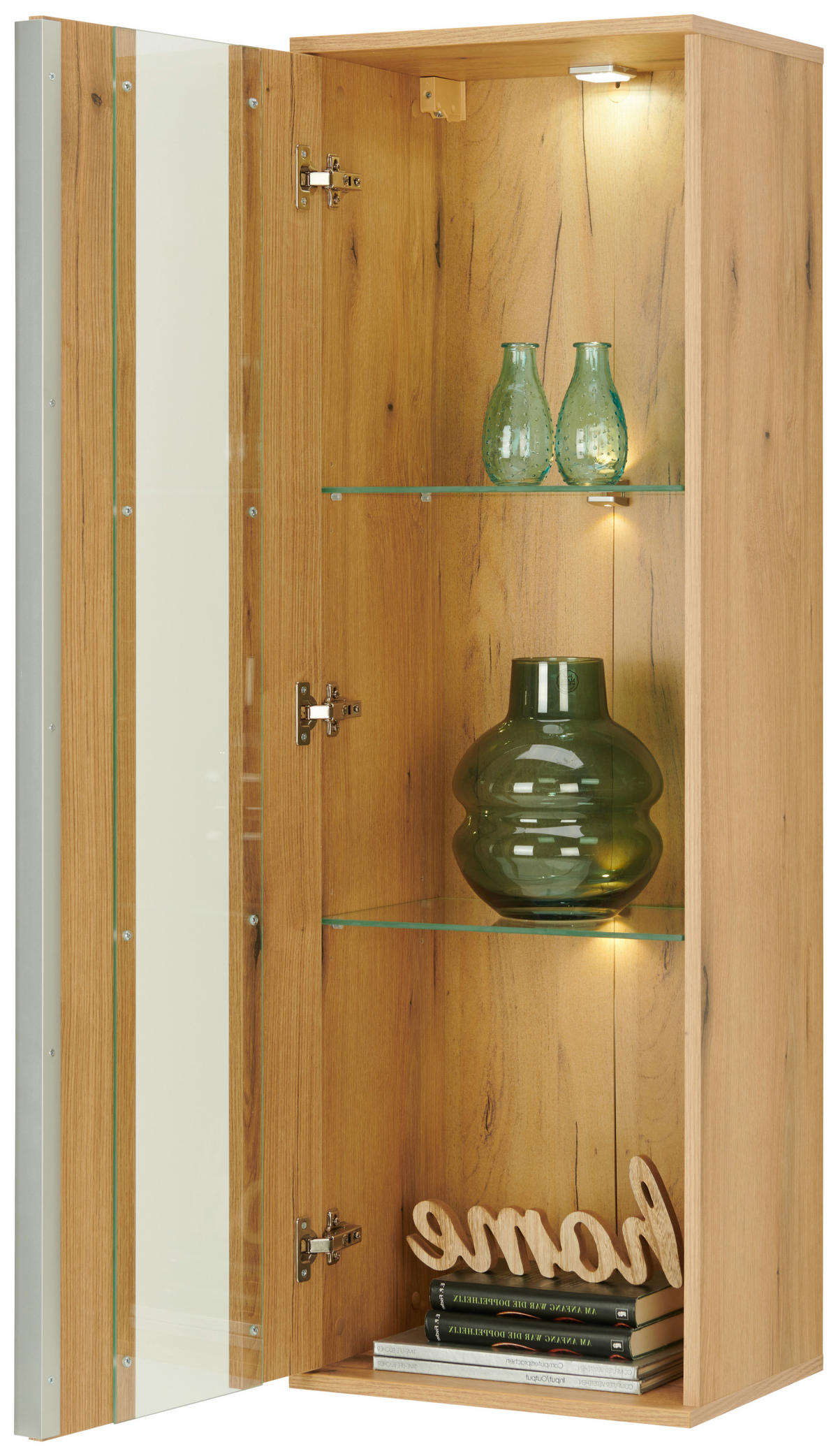 VITRINĂ SUSPENDATĂ  in străveziu, culoare lemn stejar  - străveziu/culoare lemn stejar, Modern, plastic/sticlă (42,2/129,8/32cm) - Modern Living