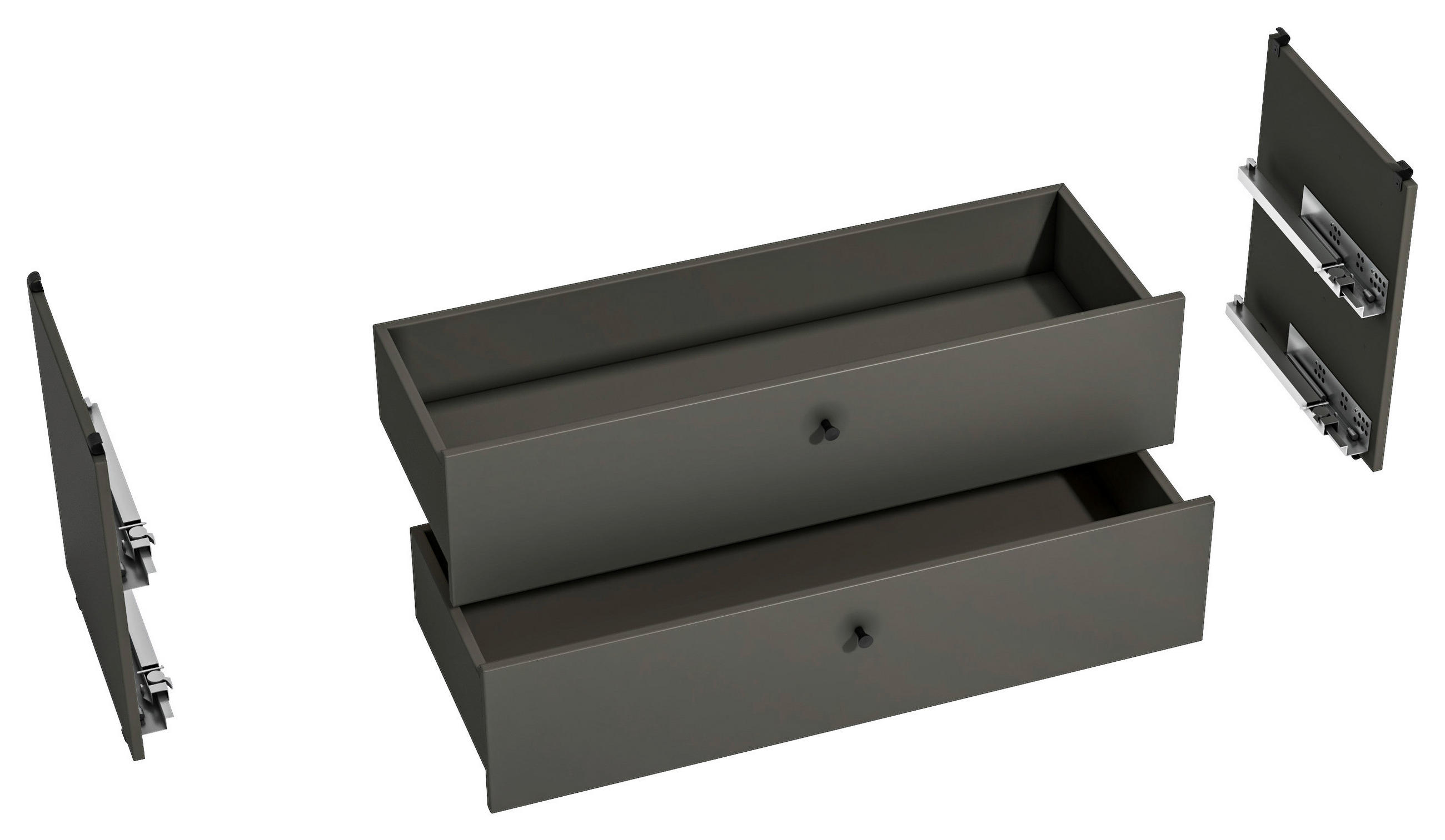 DOPPELSCHUBLADE 77,8/36/37 cm - Anthrazit/Schwarz, Design, Holzwerkstoff/Metall (77,8/36/37cm) - Novel