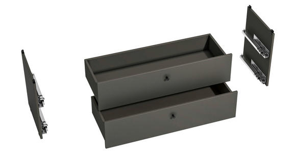 DOPPELSCHUBLADE 77,8/36/37 cm - Anthrazit/Schwarz, Design, Holzwerkstoff/Metall (77,8/36/37cm) - Novel