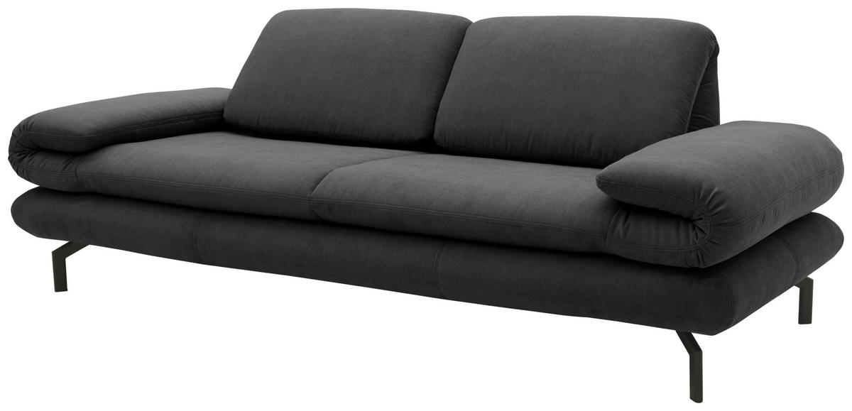 ZWEISITZER-SOFA mit Funktionen Webstoff Dunkelgrau - elegantes Design