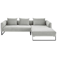 ECKSOFA in Feincord Hellgrau  284/178 cm  - Hellgrau/Schwarz, KONVENTIONELL, Textil/Metall (284/178cm) - Hom`in