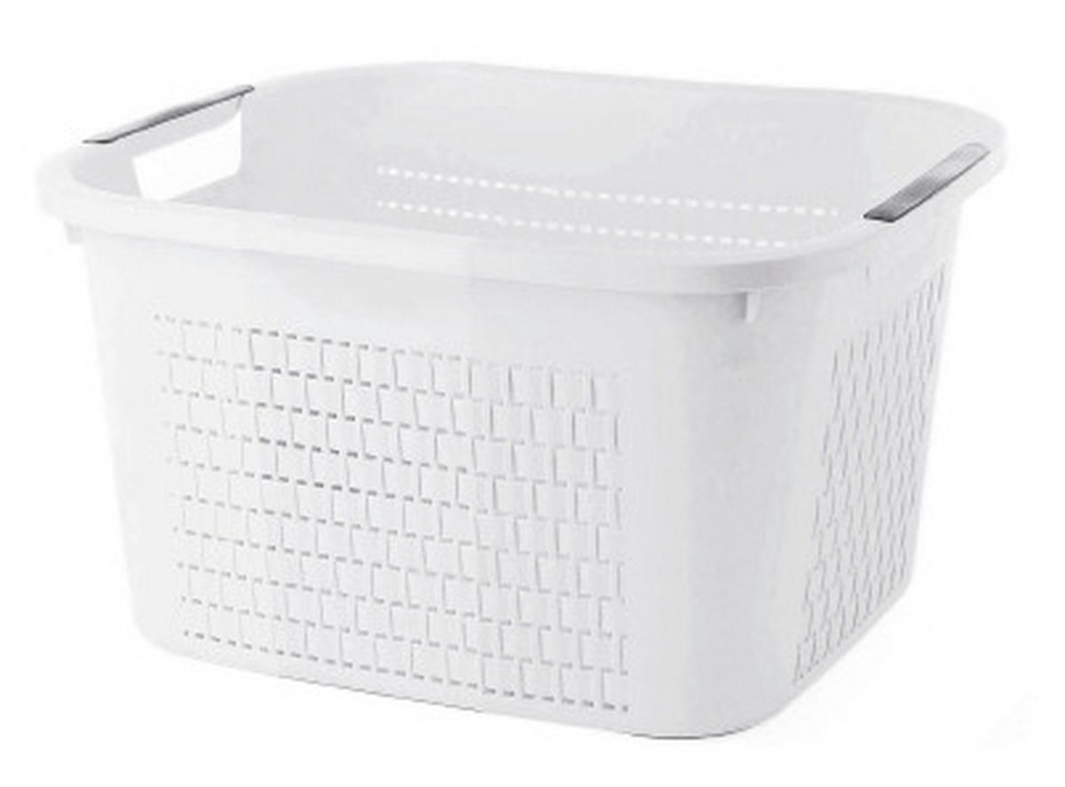 WÄSCHEKORB - Weiß, Basics, Kunststoff (43,5/33,5/22,2cm) - Rotho