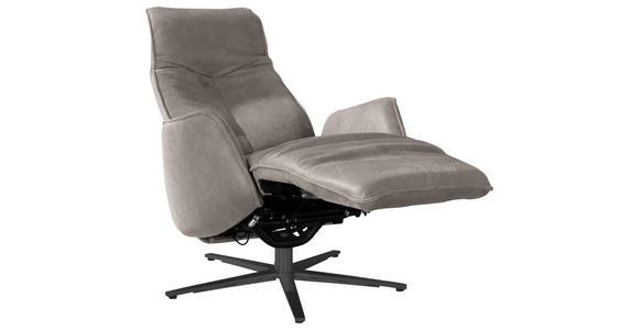 RELAXSESSEL in Leder Graubraun - Anthrazit/Graubraun, Design, Leder/Metall (71/114/84cm) - Johann Jakob