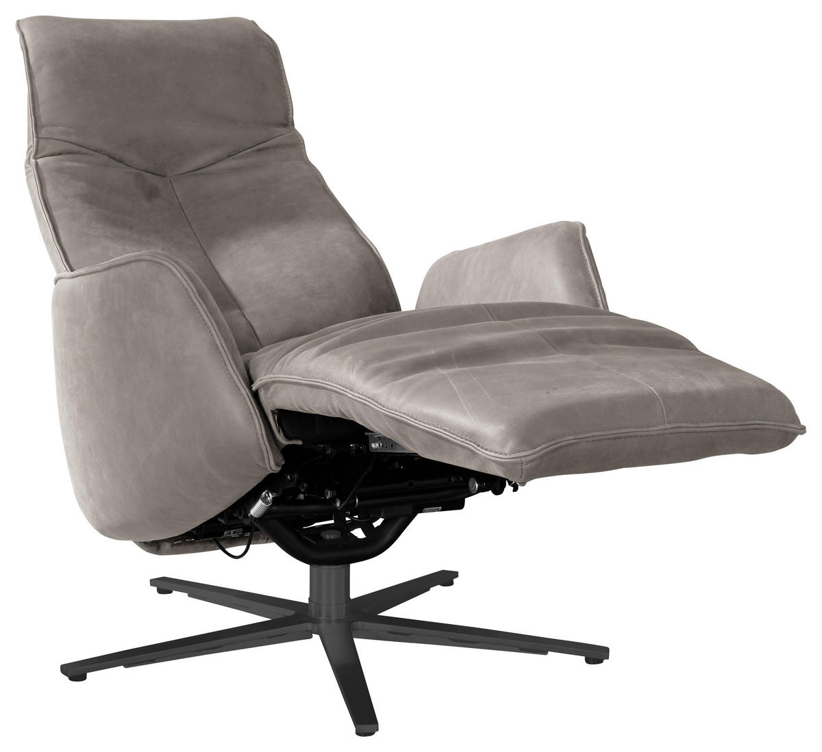RELAXSESSEL in Leder Graubraun  - Anthrazit/Graubraun, Design, Leder/Metall (71/114/84cm) - Johann Jakob
