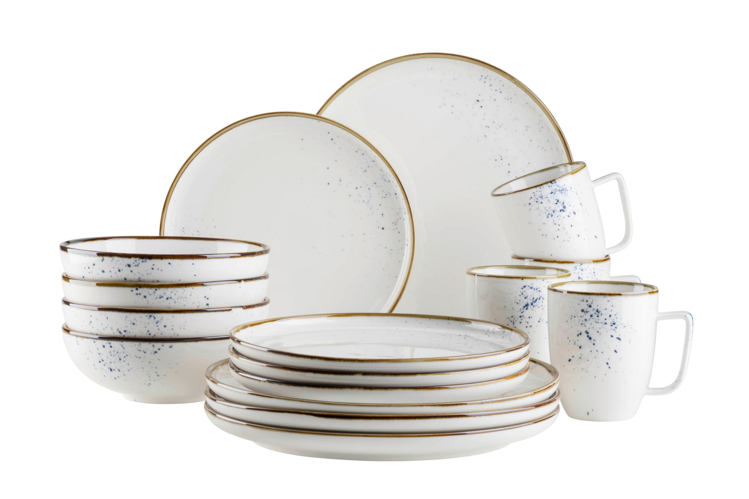 KOMBISERVICE 16-teilig  - Blau/Weiss, Basics, Keramik - Mäser