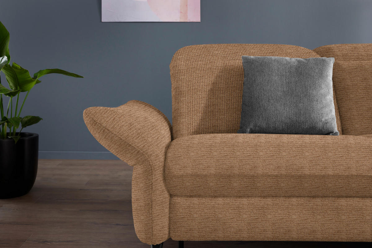 ECKSOFA in Flachgewebe Braun  - Schwarz/Braun, Design, Textil/Metall (299-313/233cm) - Dieter Knoll