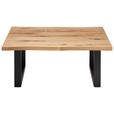 COUCHTISCH Eiche massiv 110/70/45 cm rechteckig Schwarz, Eichefarben  - Eichefarben/Schwarz, Design, Holz/Metall (110/70/45cm) - Linea Natura