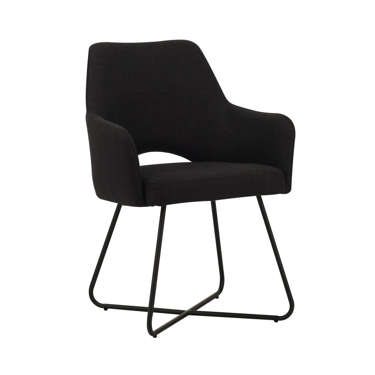 ŽIDLE S PODRUČKAMI, tkaná látka, černá - černá, Moderní, kov/textil (60/88/63,5cm) - MID.YOU
