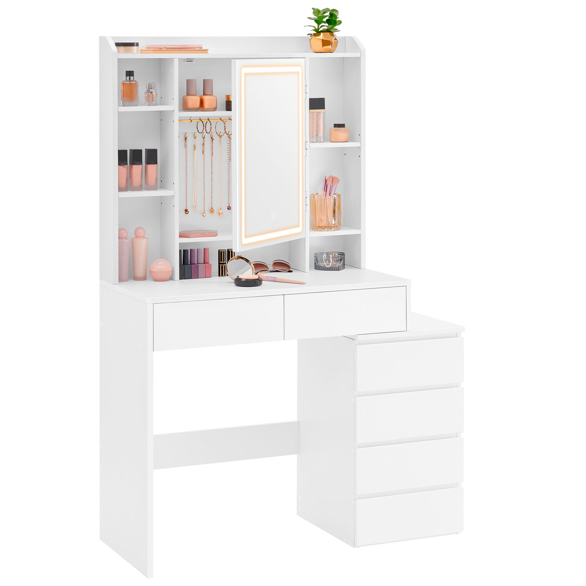 SCHMINKTISCH in Weiß  - Weiß, Basics, Holzwerkstoff (97,5/40/145cm) - Boxxx